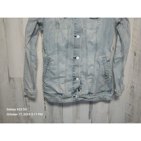 Lularoe Unicorn Jean Jacket Womens Size Small Denim Light Wash Applique Distress - Picture 3 of 8